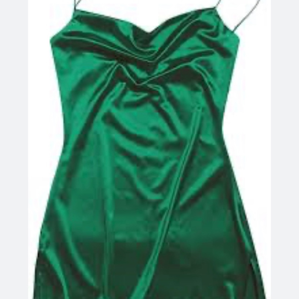 NWT Zaful Emerald Green Body Con Spaghetti strap Tie Back Dress Size 6